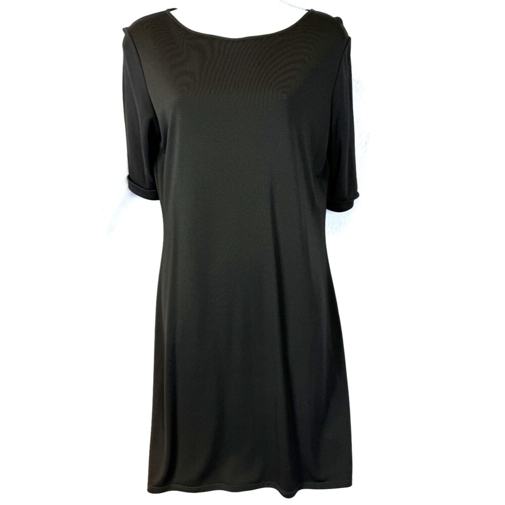 J. Jill Rayon Polyester Knit Dress Small Travel Short Sleeve Style 9903651 Black